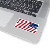 American flag sticker on a laptop