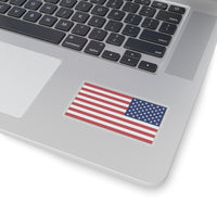 Laptop with an American flag sticker on the palm rest area