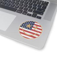 American Flag Happy Face Star & Bolt Eyes Sticker