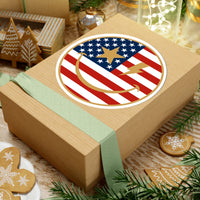American Flag Happy Face Star & Bolt Eyes Sticker