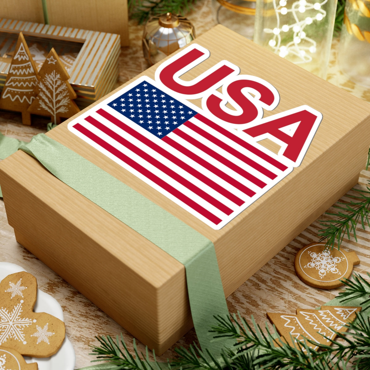 Red USA Flag Sticker