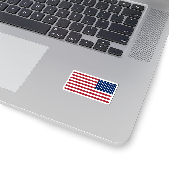 American flag sticker on a laptop
