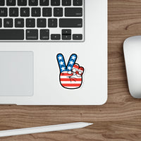 Stars and Stripes Peace Sign Hand Decal (indoor and outdoor use)