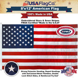 US Made 8x12 foot American flag showing premium quality