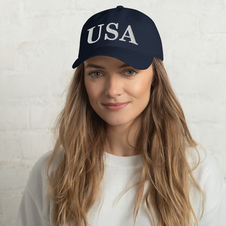 Dad Hat - USA Dad Hats (White Embroidered)