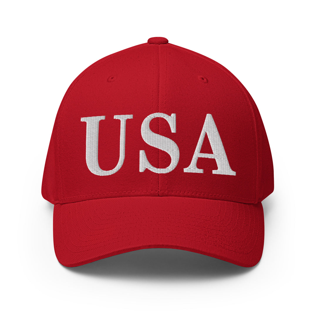 Flexfit White Embroidered USA Caps