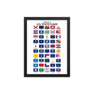 U.S. State Flags Posters with Wooden Frame