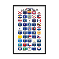 U.S. State Flags Posters with Wooden Frame
