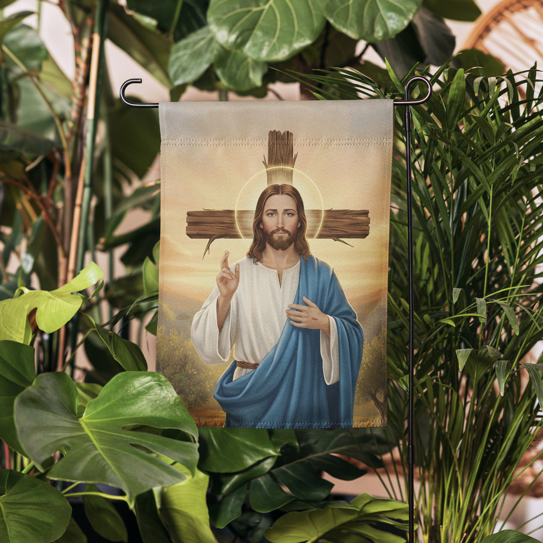 Jesus & Cross | Double-sided Garden Flag | USA Flag Co.