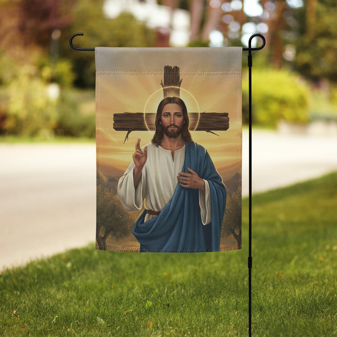 Jesus & Cross | Double-sided Garden Flag | USA Flag Co.