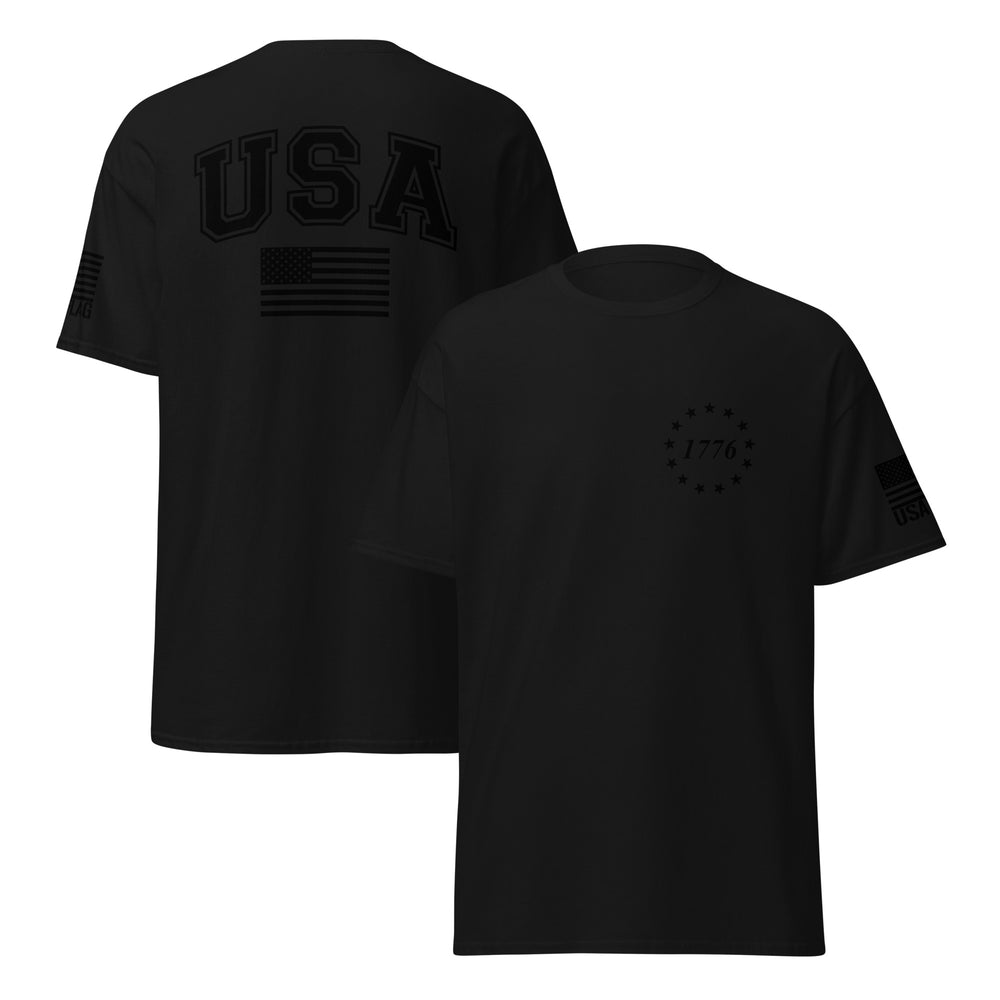 USA Flag Black College Font T-Shirts | Unisex Classic Tees | Gildan 5000