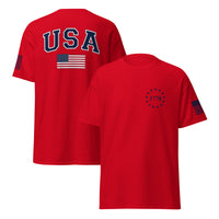 USA Flag Blue College Font T-Shirts | Unisex Classic Tees | Gildan 5000