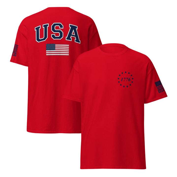 USA Flag Blue College Font T-Shirts | Unisex Classic Tees | Gildan 5000