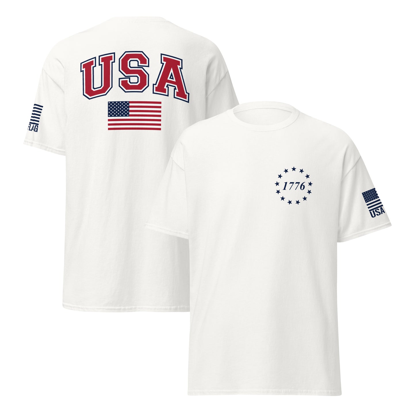 USA Flag T-Shirts | Red, White & Blue | Unisex Classic Tees | Gildan 5000