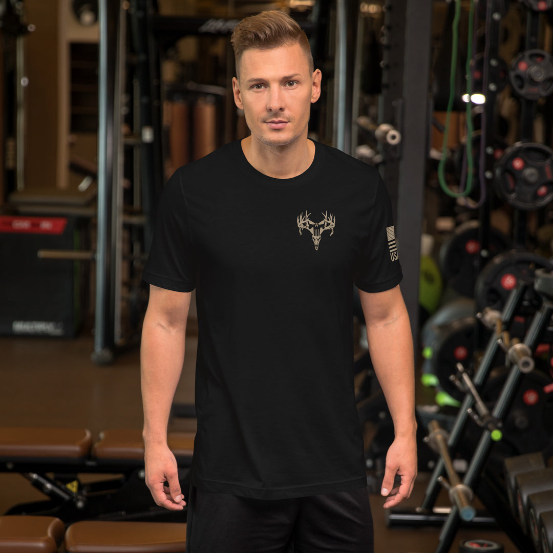 Deer Punisher with Camo American flag T-Shirt - USA Flag Co.