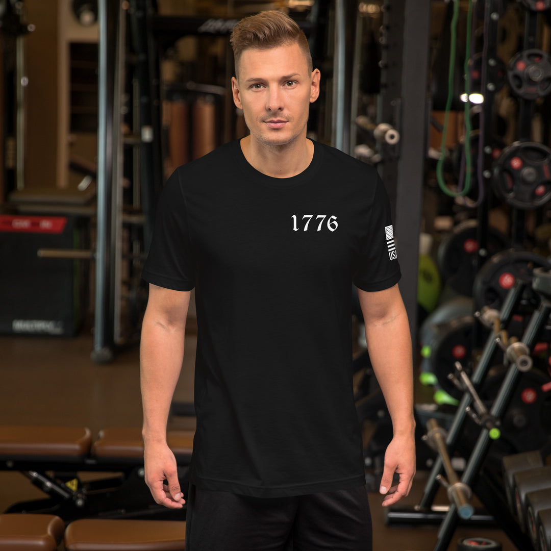 Vertical American Flag T-Shirt | Unisex Tee | DTF (White Logo)