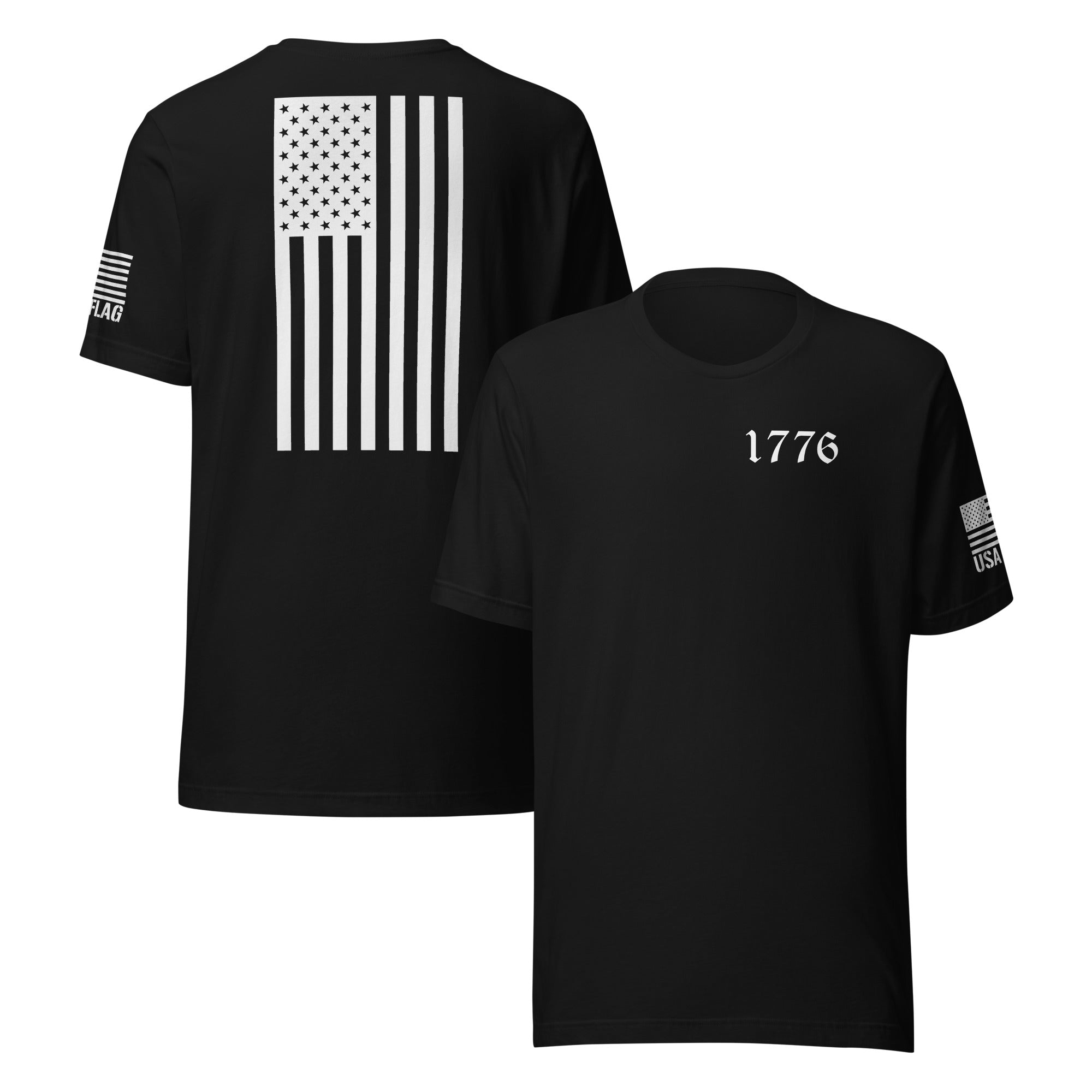 Vertical American Flag T-Shirt | Unisex Tee | DTF (White Logo)