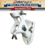 TITAN™ White Stainless Steel Flag Pole Bracket (1-inch Diameter) - USA Flag Co.