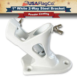TITAN™ White Stainless Steel Flag Pole Bracket (1-inch Diameter) - USA Flag Co.
