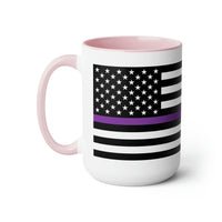Two-Tone Thin Purple Line Flag Coffee Mugs, 15oz
