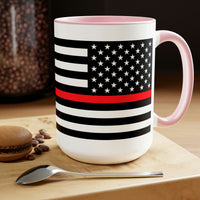 Two-Tone Thin Red Line Flag Coffee Mugs, 15oz