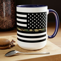 Two-Tone Thin Camo Line Flag Coffee Mugs, 15oz