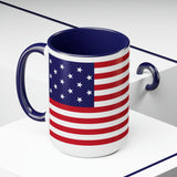 Two-Tone Star Spangled Banner Flag Coffee Mugs, 15oz