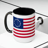 Two-Tone Betsy Ross Flag Coffee Mugs, 15oz