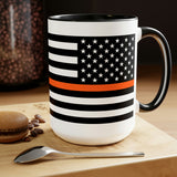 Two-Tone Thin Orange Line Flag Coffee Mugs, 15oz