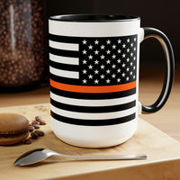 Two-Tone Thin Orange Line Flag Coffee Mugs, 15oz