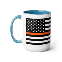 Two-Tone Thin Orange Line Flag Coffee Mugs, 15oz