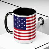 Two-Tone Star Spangled Banner Flag Coffee Mugs, 15oz
