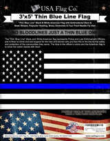 Thin Blue Line American Flag (3x5 foot) Embroidered Stars & Sewn Stripes - USA Flag Co.