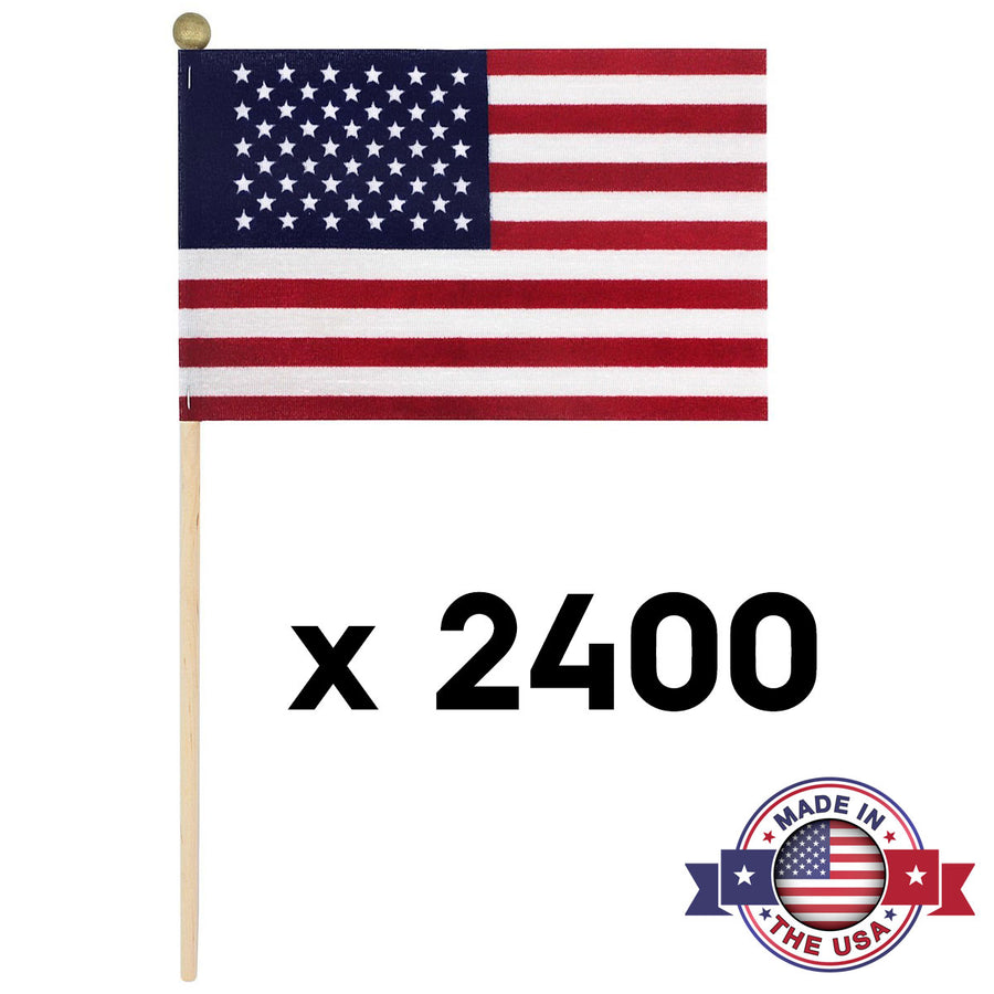 USA Stick Flags 4x6 Inch - Ball Tip for Safety (1 case, 2400 stick flags)