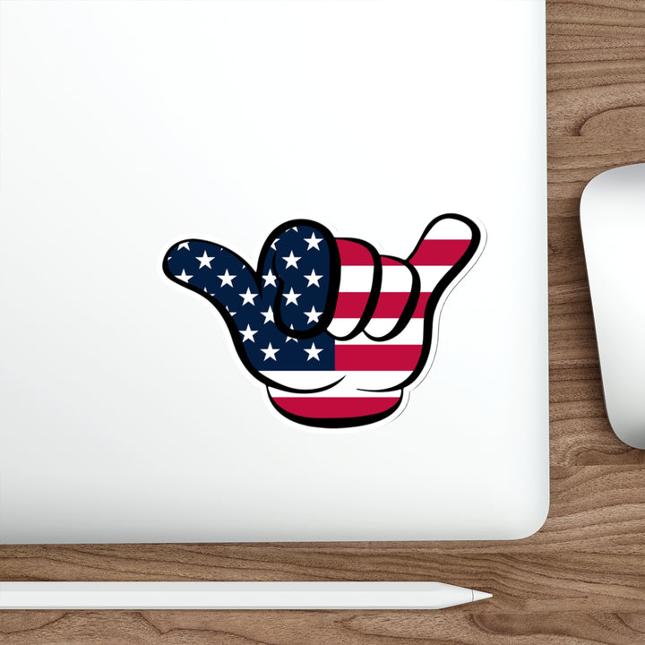 American Flag Hang Loose Hand Sign Decal (indoor and outdoor use)