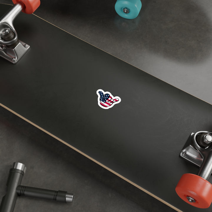 American Flag Hang Loose Hand Sign Decal (indoor and outdoor use)