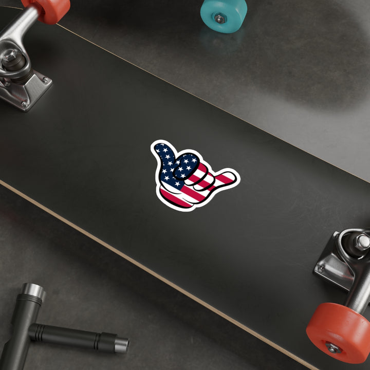 American Flag Hang Loose Hand Sign Decal (indoor and outdoor use)