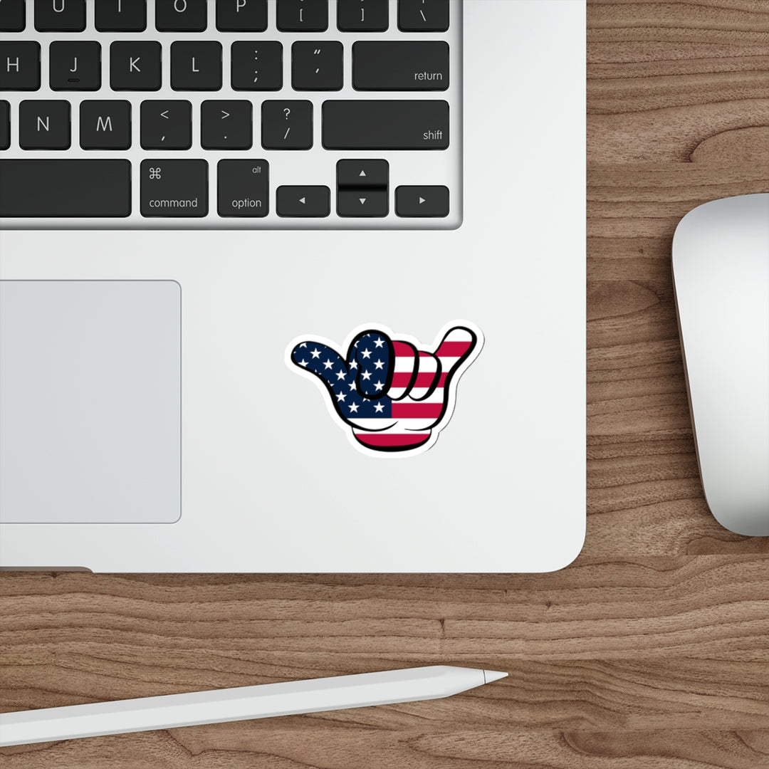 American Flag Hang Loose Hand Sign Decal (indoor and outdoor use)