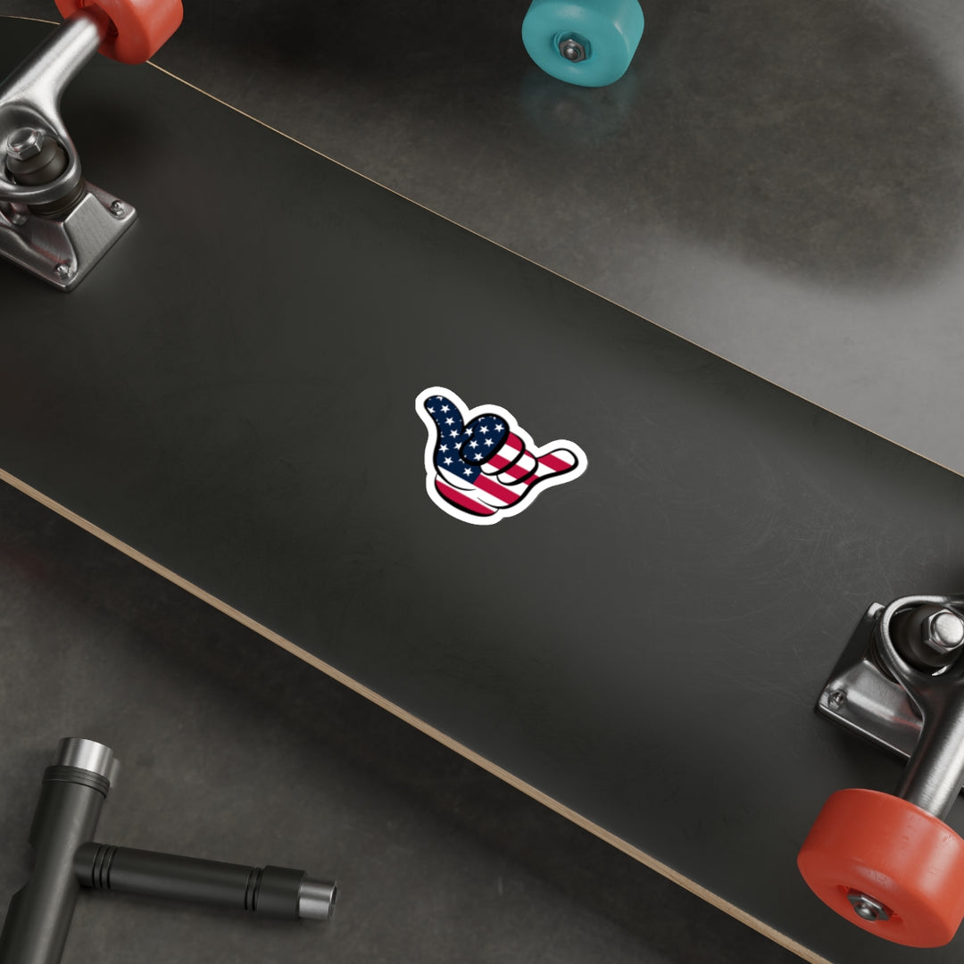 American Flag Hang Loose Hand Sign Decal (indoor and outdoor use)